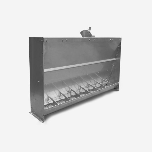 Las Tolvas Lineales Simples para alimentación en seco en el destete están fabricadas completamente en chapa de acero inoxidable AISI 304.